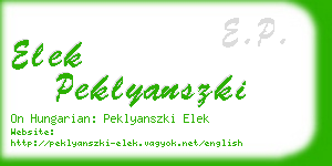 elek peklyanszki business card